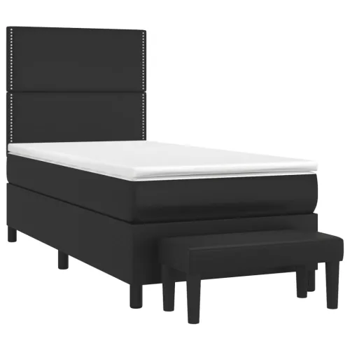 Boxspring - Krevet s oprugama i madracem crni 100x200 cm od umjetne kože - Crna 100 x 200 cm Obično s čavlima Cijena