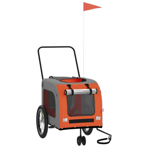 Prikolica za bicikl za ljubimce narančasto-siva tkanina/željezo - Narančasta 63 x 121 x 65 cm Cijena