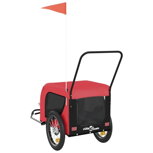 Prikolica za bicikl za ljubimce crveno-crna tkanina i željezo - Crvena i crna 125 x 63 x 66 cm Cijena