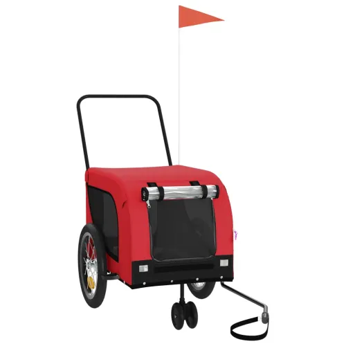 Prikolica za bicikl za ljubimce crveno-crna tkanina i željezo - Crvena i crna 125 x 63 x 66 cm Cijena
