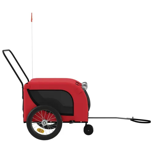 Prikolica za bicikl za ljubimce crveno-crna tkanina i željezo - Crvena i crna 125 x 63 x 66 cm Cijena