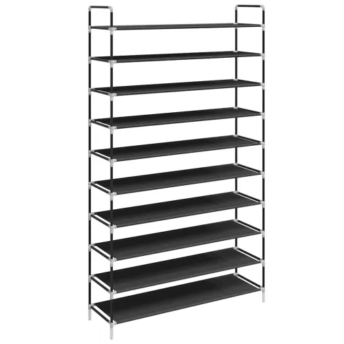 Stalak za cipele s 10 polica od metala i netkane tkanine crni - Crna 100 x 29.5 x 170 cm 1 1 Cijena