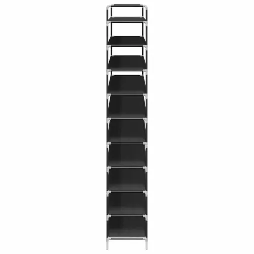 Stalak za cipele s 10 polica od metala i netkane tkanine crni - Crna 100 x 29.5 x 170 cm 1 1 Cijena