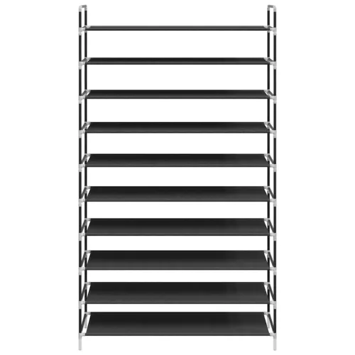 Stalak za cipele s 10 polica od metala i netkane tkanine crni - Crna 100 x 29.5 x 170 cm 1 1 Cijena