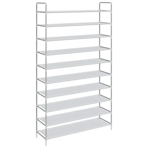 Stalak za cipele 10 polica od metala i netkane tkanine srebrni - Srebrno 100 x 29.5 x 170 cm 1 1 Cijena