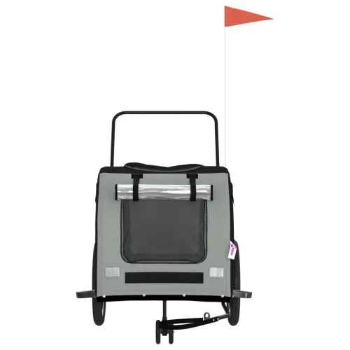 Prikolica za bicikl za ljubimce crno-siva od tkanine i željeza - Crna i siva 68 x 134 x 73 cm Cijena