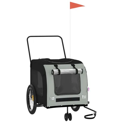 Prikolica za bicikl za ljubimce crno-siva od tkanine i željeza - Crna i siva 68 x 134 x 73 cm Cijena