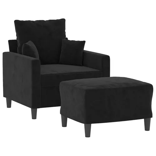 Fotelja s tabureom crna 60 cm baršunasta - Crna 1 Cijena