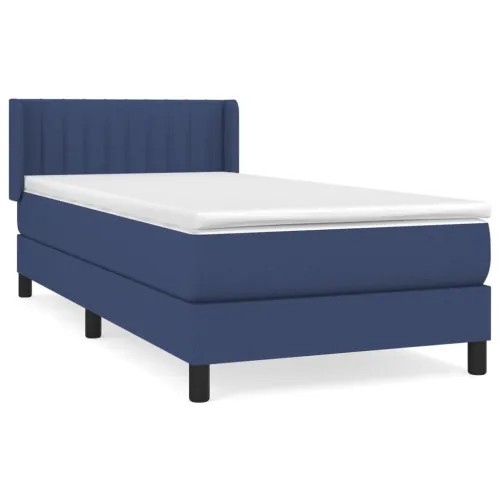 Boxspring - Krevet s oprugama i madracem plavi 90 x 190 cm od tkanine - Plava 90 x 190 cm Okomite pruge Plava Cijena