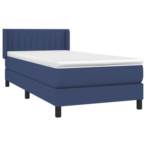 Boxspring - Krevet s oprugama i madracem plavi 90 x 190 cm od tkanine - Plava 90 x 190 cm Okomite pruge Plava Cijena