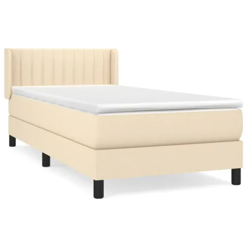Boxspring - Krevet s oprugama i madracem krem 90 x 190 cm od tkanine - Krema 90 x 190 cm Okomite pruge Krema Cijena