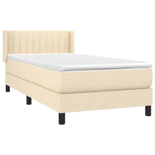 Boxspring - Krevet s oprugama i madracem krem 90 x 190 cm od tkanine - Krema 90 x 190 cm Okomite pruge Krema Cijena