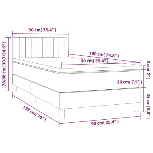 Boxspring - Krevet s oprugama i madracem krem 90 x 190 cm od tkanine - Krema 90 x 190 cm Okomite pruge Krema Cijena