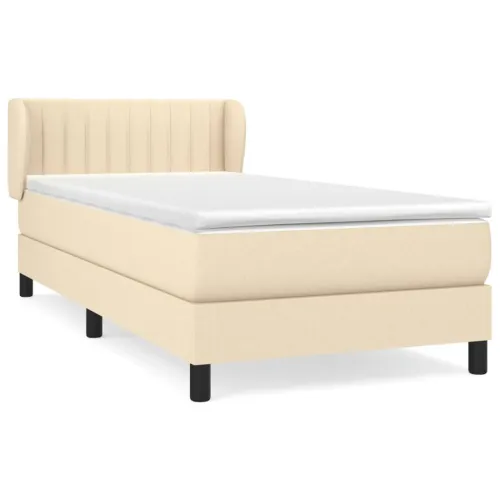 Boxspring - Krevet s oprugama i madracem krem 90 x 190 cm od tkanine - Krema 90 x 190 cm Okomite pruge Krema Cijena