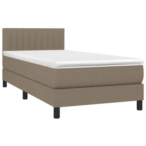 Krevet box spring s madracem LED smeđesivi 80 x 200 cm tkanina - Sivo-smeđa 80 x 200 cm Okomite pruge Cijena