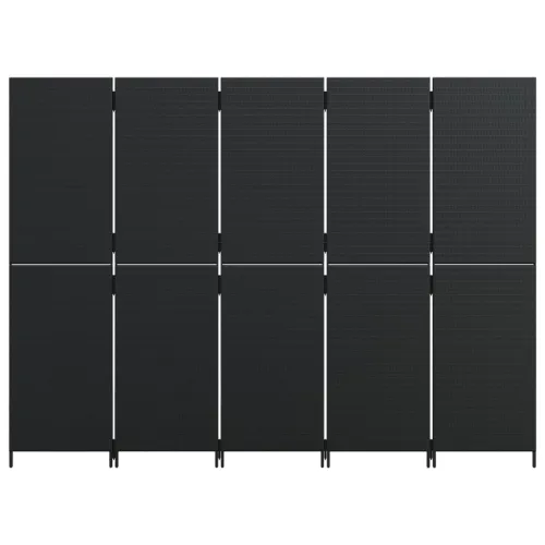 Paravan - Sobna pregrada s 5 panela crna od poliratana - Crna 245 x 180 cm Puno tkanje 1 Cijena