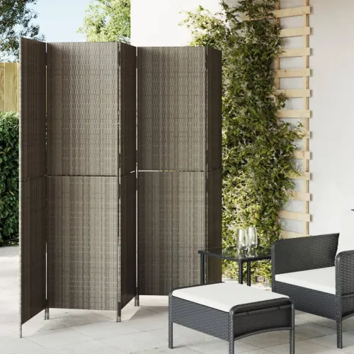 Paravan - Sobna pregrada s 5 panela siva od poliratana - Siva 245 x 180 cm Puno tkanje 1 Cijena
