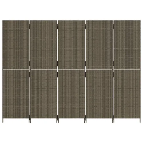 Paravan - Sobna pregrada s 5 panela siva od poliratana - Siva 245 x 180 cm Puno tkanje 1 Cijena