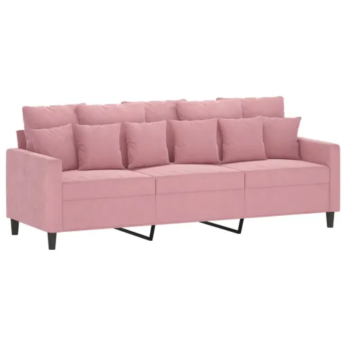 4-dijelni set sofa s jastucima ružičasti baršunasti - Ružičasta Sa naslonom za noge Cijena