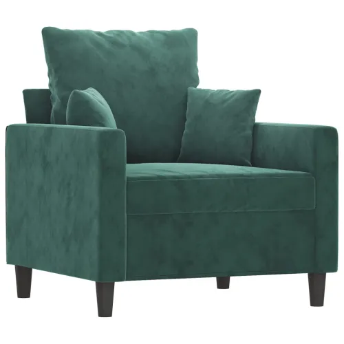 3-dijelni set sofa s jastucima tamnozeleni baršunasti - Tamnozelena 1 Bez naslona za noge Cijena