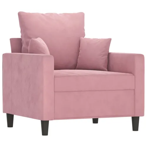 3-dijelni set sofa s jastucima ružičasti baršunasti - Ružičasta bez naslona za noge Cijena