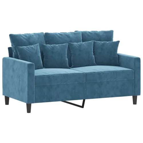 2-dijelni set sofa s jastucima plavi baršunasti - Plava 1 Bez naslona za noge Cijena