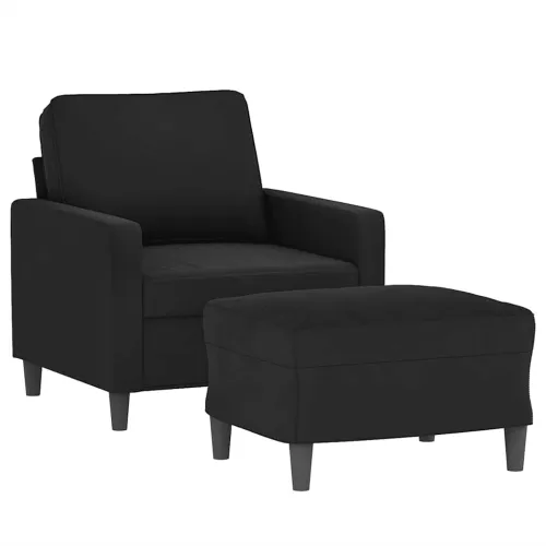 Fotelja s tabureom crna 60 cm baršunasta - Crna 1 Cijena