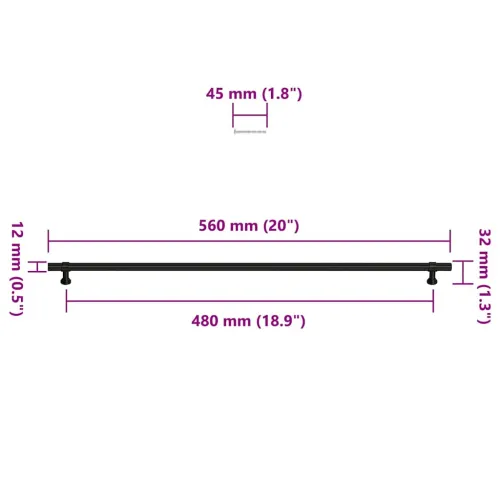 Ručke za ormarić 5 kom crne 480 mm od nehrđajućeg čelika - Crna 480 mm 5 Cijena
