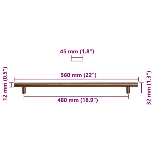Ručke za ormarić 5 kom brončane 480 mm od nehrđajućeg čelika - Bronzana 480 mm 5 Cijena