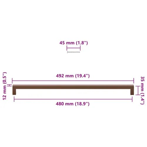 Ručke za ormarić 5 kom brončane 480 mm od nehrđajućeg čelika - Bronzana 480 mm 5 Cijena