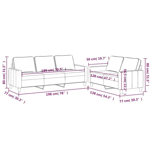 2-dijelni set sofa s jastucima krem baršunasti - Krema 1 Bez naslona za noge Cijena