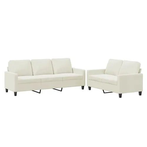 2-dijelni set sofa s jastucima krem baršunasti - Krema 1 Bez naslona za noge Cijena