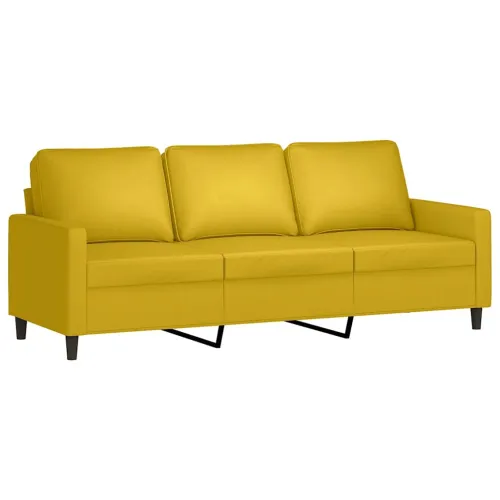 3-dijelni set sofa s jastucima žuti baršunasti - Žuta Sa naslonom za noge Cijena