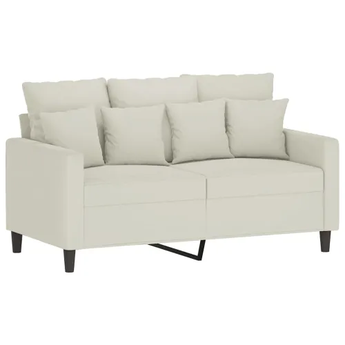 3-dijelni set sofa s jastucima krem baršunasti - Krema bez naslona za noge Cijena