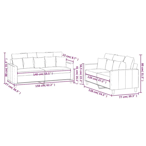 2-dijelni set sofa s jastucima žuti baršunasti - Žuta s jastučićima Cijena