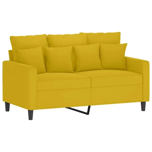 2-dijelni set sofa s jastucima žuti baršunasti - Žuta s jastučićima Cijena