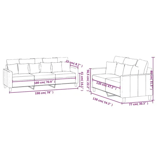 2-dijelni set sofa s jastucima smeđi baršunasti - Smeđa 1 Bez naslona za noge Cijena