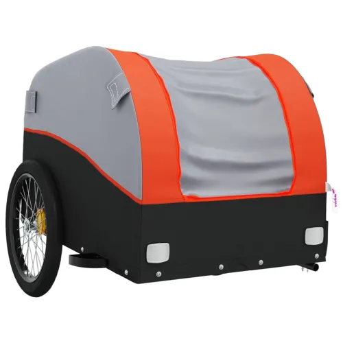 Prikolica za bicikl crno-narančasta 30 kg željezna - Narančasta 123 x 52 x 53 cm Cijena