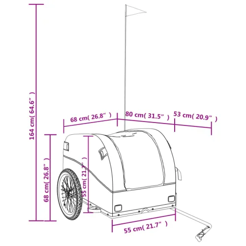 Prikolica za bicikl crna 45 kg željezna - Crna 133 x 68 x 68 cm Cijena
