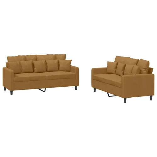 2-dijelni set sofa s jastucima smeđi baršunasti - Smeđa 1 s jastučićima Cijena