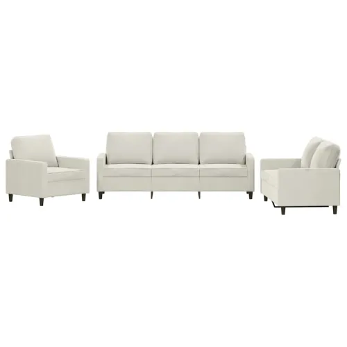 3-dijelni set sofa s jastucima krem baršunasti - Krema 1 s jastučićima Krema Cijena