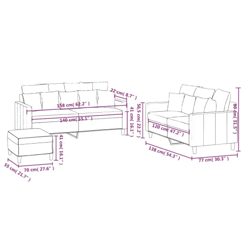 3-dijelni set sofa s jastucima žuti baršunasti - Žuta s jastučićima i tabureom Cijena