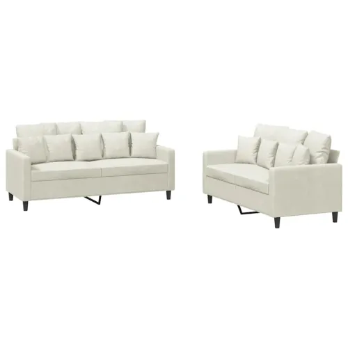 2-dijelni set sofa s jastucima krem baršunasti - Krema s jastučićima Cijena