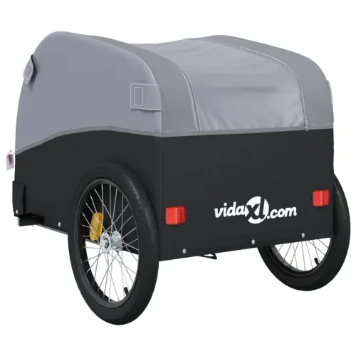 Prikolica za bicikl crno-siva 30 kg željezna - Siva 123 x 52 x 53 cm Cijena