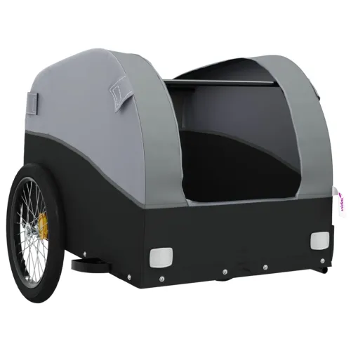Prikolica za bicikl crno-siva 30 kg željezna - Siva 123 x 52 x 53 cm Cijena