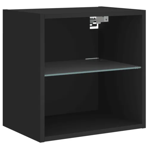 Noćni ormarić s LED svjetlima zidni crni - Crna 1 40 cm Crna Cijena