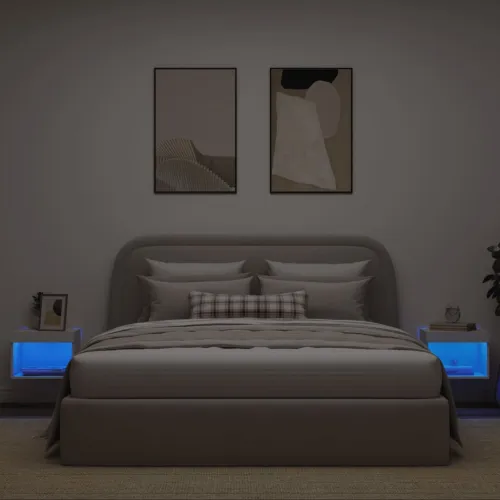 Noćni ormarići s LED svjetlima zidni bijeli - Bijela 2 40 cm Cijena