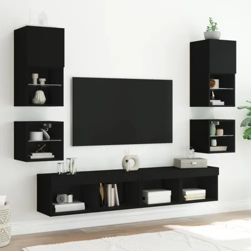 Noćni ormarići s LED svjetlima zidni 2 kom crni - Crna 40 cm 2 Cijena
