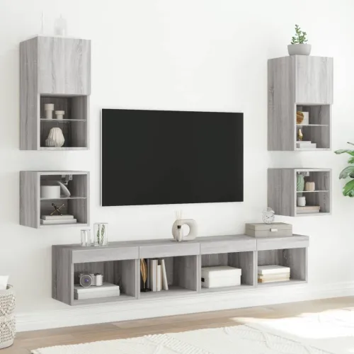 Noćni ormarić s LED svjetlima zidni siva boja hrasta - Sivi hrast sonoma 40 cm 1 Cijena
