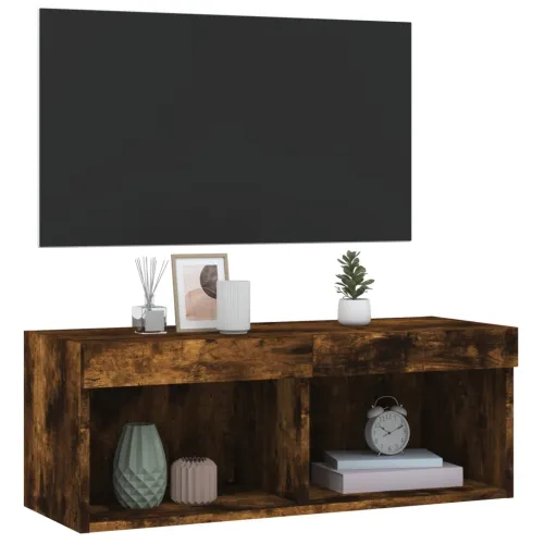 TV ormarić s LED svjetlima boja dimljenog hrasta 80x30x30 cm - Dimljeni hrast 80 cm 1 Cijena